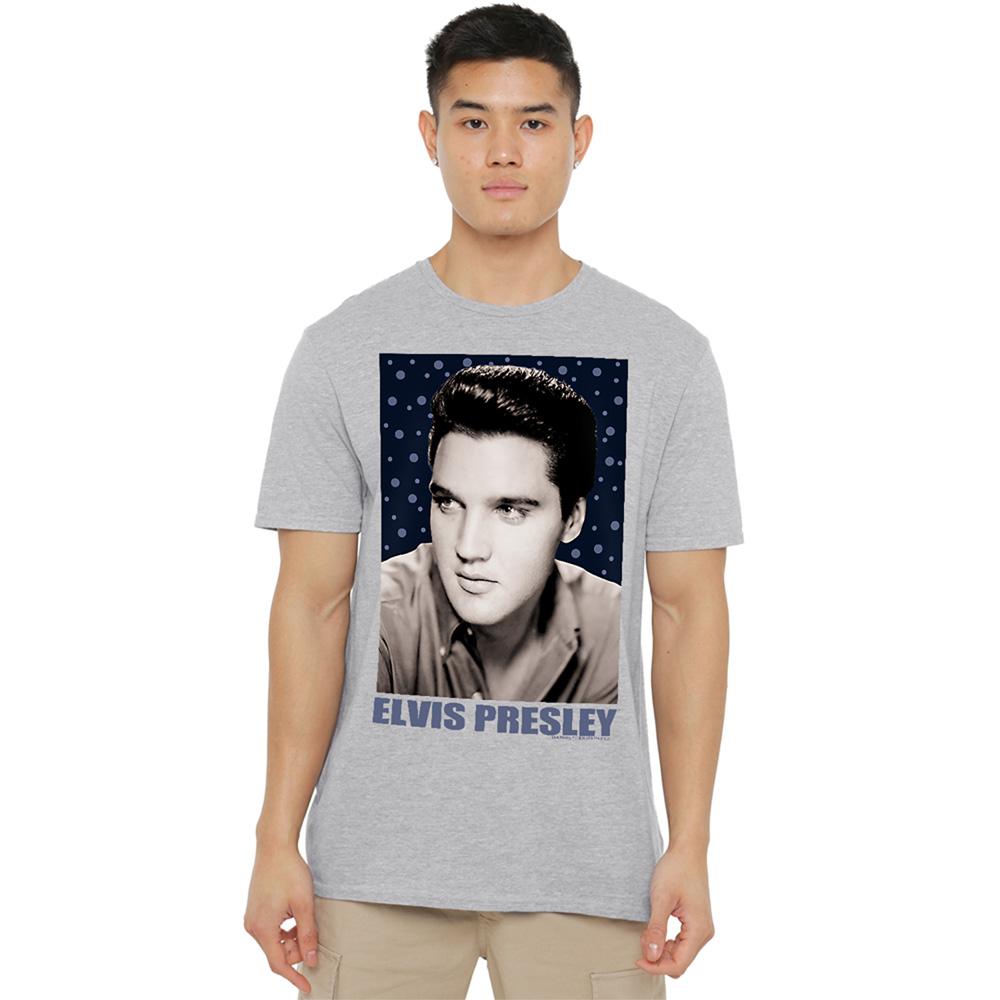 Athletic Heather - Back - Elvis Presley Unisex Adult Blue Sparkle T-Shirt