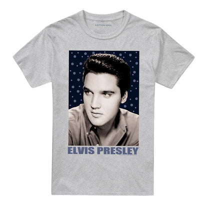 Athletic Heather - Front - Elvis Presley Unisex Adult Blue Sparkle T-Shirt