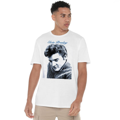 White - Back - Elvis Presley Unisex Adult Script & Sweater T-Shirt