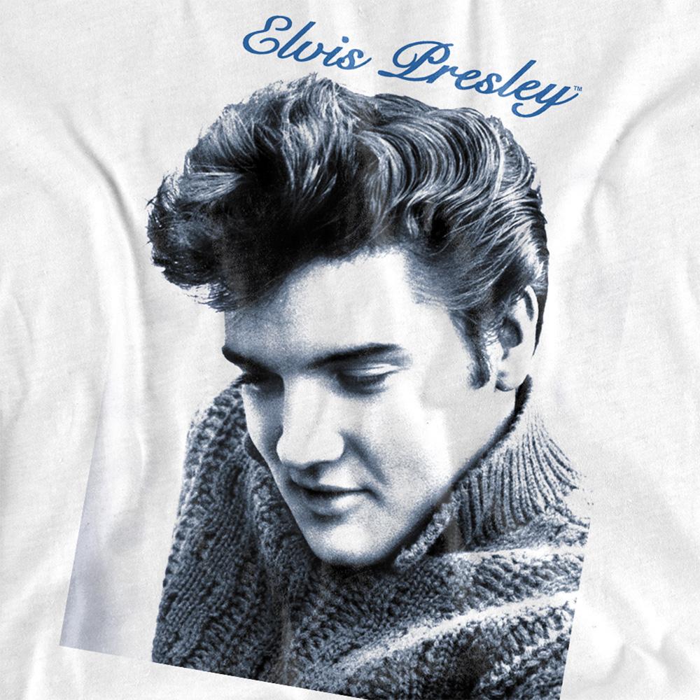 White - Side - Elvis Presley Unisex Adult Script & Sweater T-Shirt