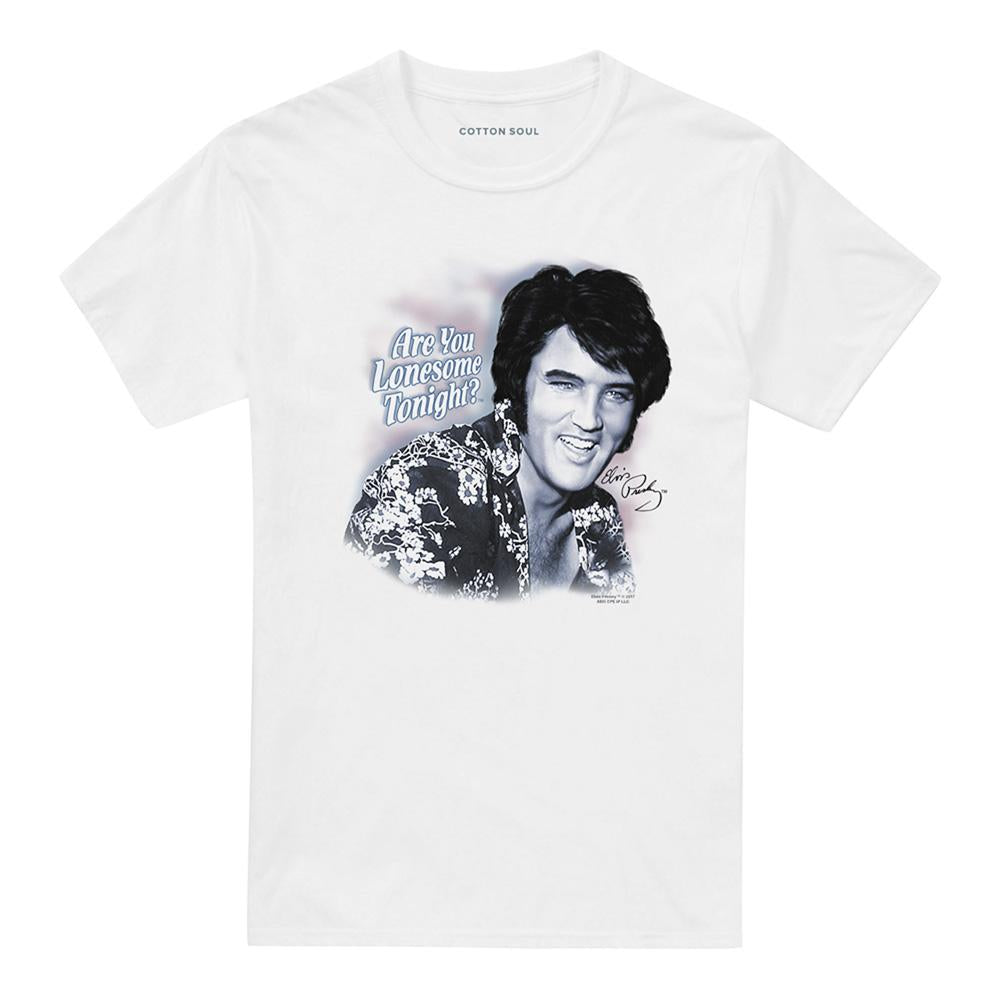 White - Front - Elvis Presley Unisex Adult Are You Lonesome Tonight? T-Shirt