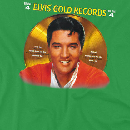 Kelly Green - Side - Elvis Presley Unisex Adult Gold Records T-Shirt