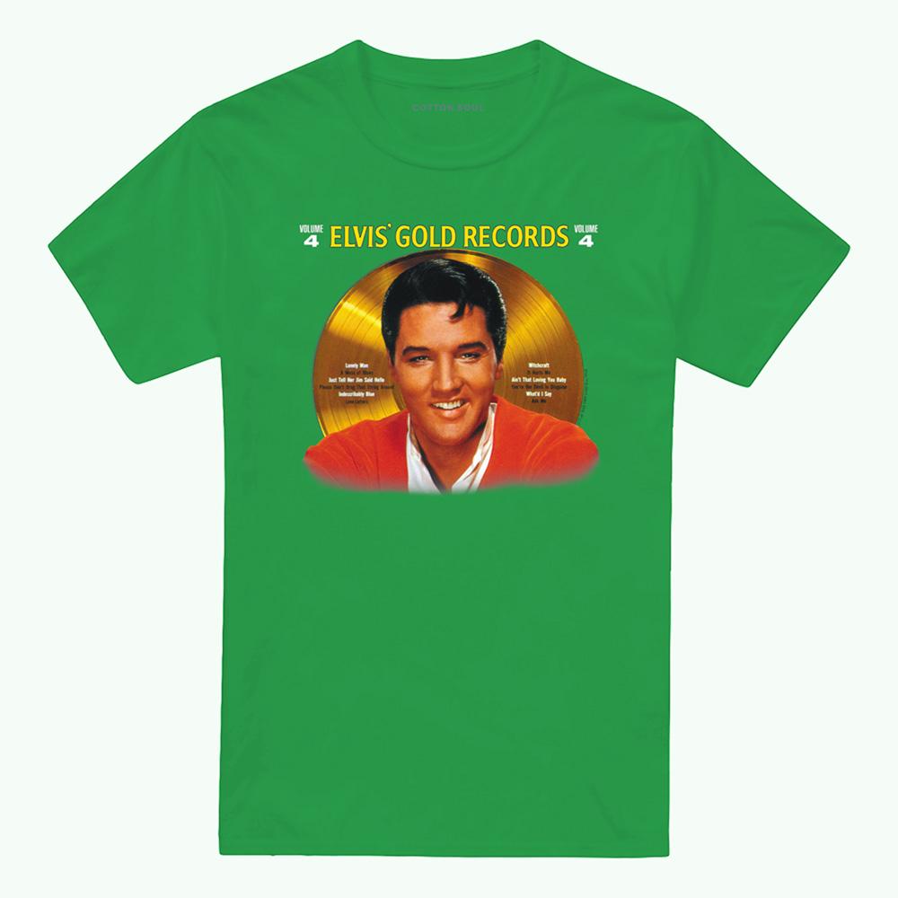 Kelly Green - Front - Elvis Presley Unisex Adult Gold Records T-Shirt