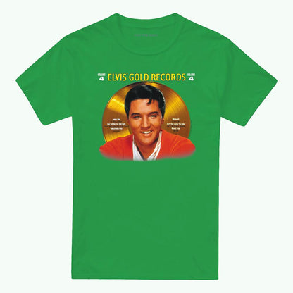 Kelly Green - Front - Elvis Presley Unisex Adult Gold Records T-Shirt