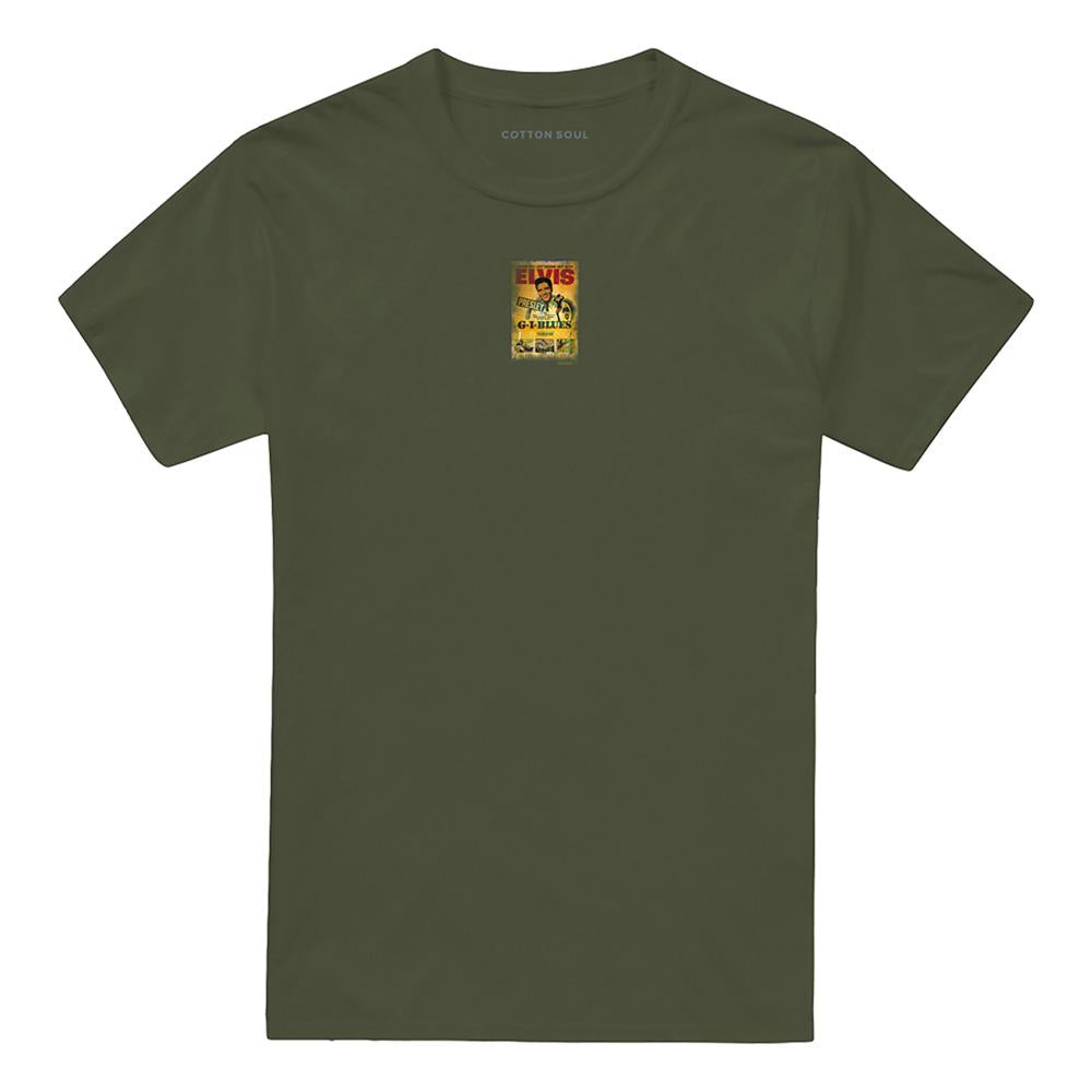Military Green - Front - Elvis Presley Unisex Adult Gi Blues Poster T-Shirt