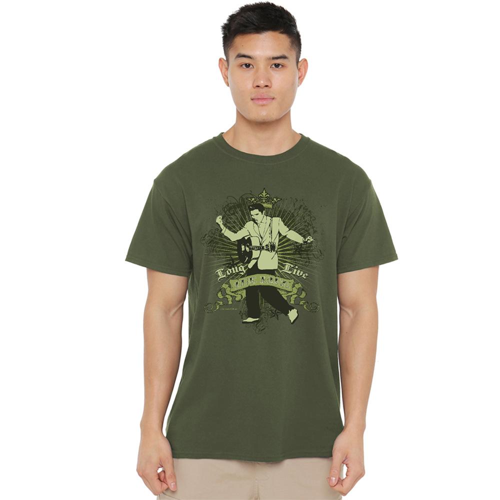 Military Green - Back - Elvis Presley Unisex Adult Long Live The King T-Shirt