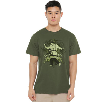 Military Green - Back - Elvis Presley Unisex Adult Long Live The King T-Shirt