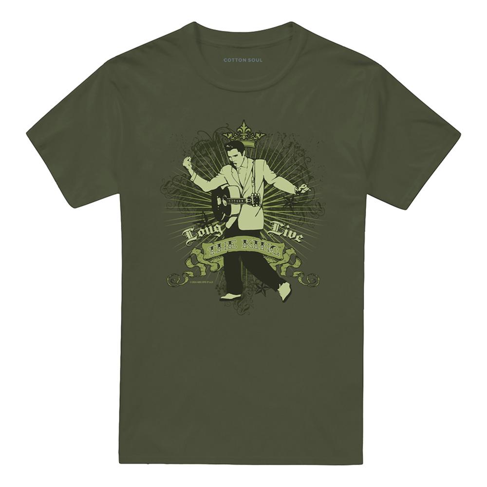 Military Green - Front - Elvis Presley Unisex Adult Long Live The King T-Shirt