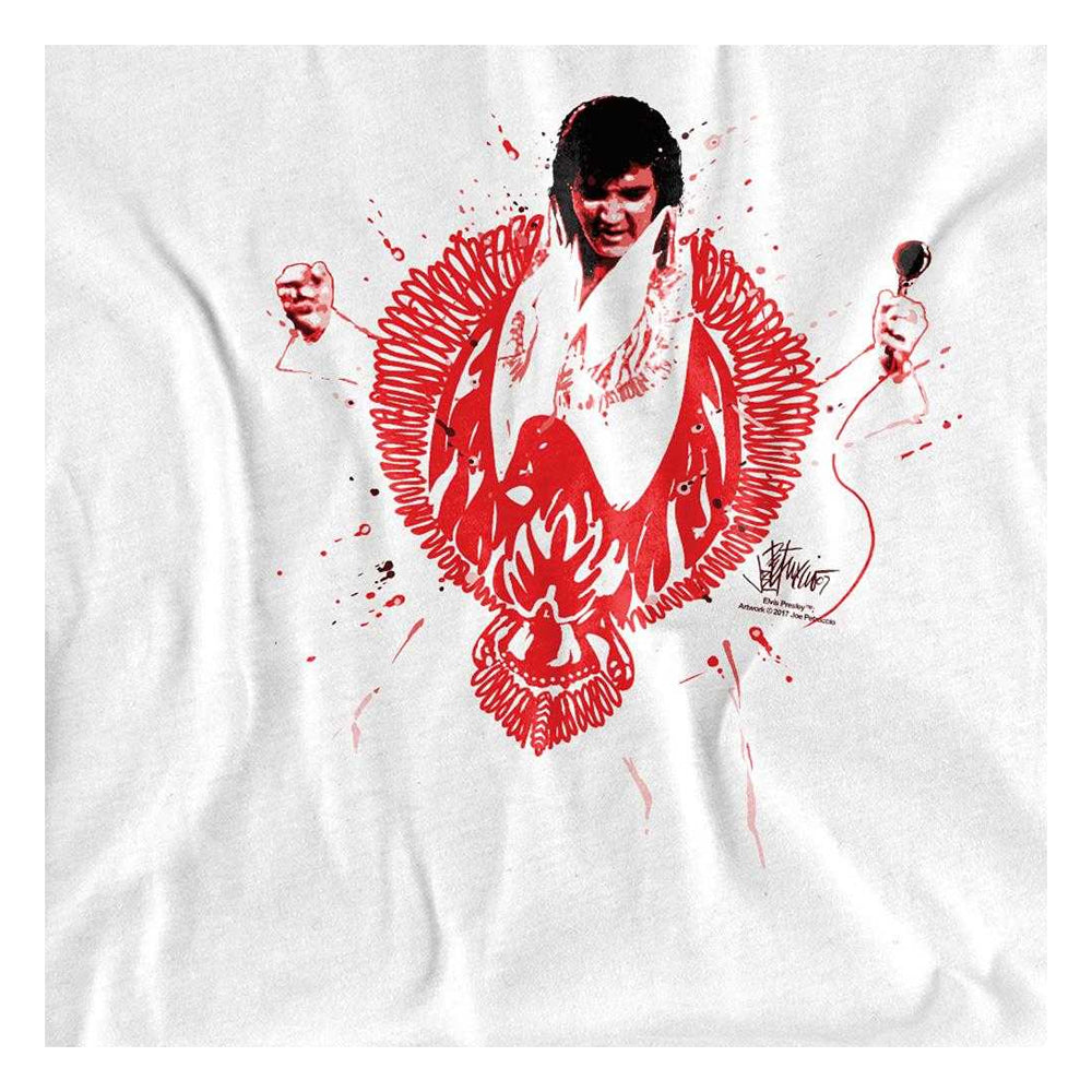 White - Side - Elvis Presley Unisex Adult Red Pheonix T-Shirt