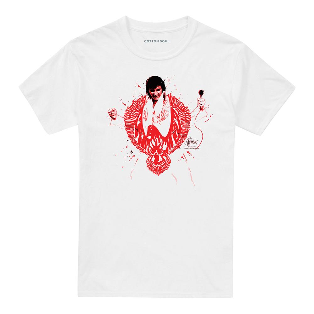 White - Front - Elvis Presley Unisex Adult Red Pheonix T-Shirt
