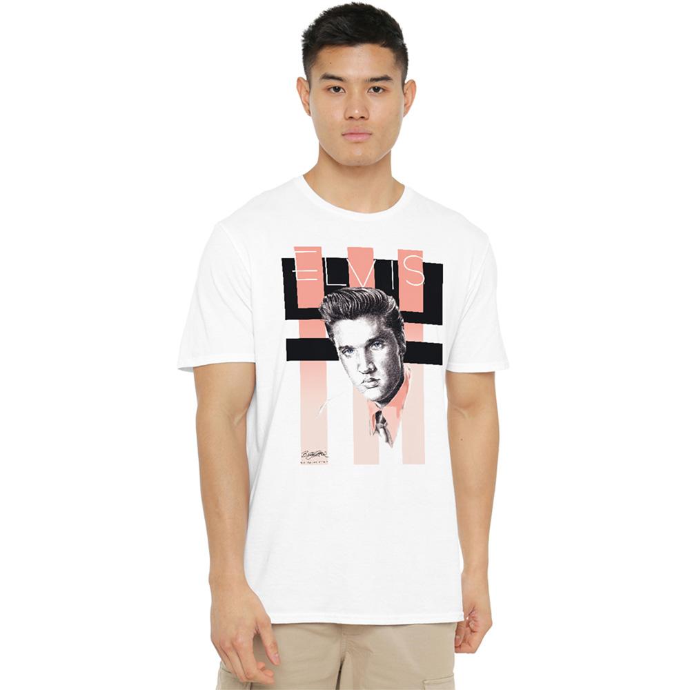 White - Back - Elvis Presley Unisex Adult Retro T-Shirt