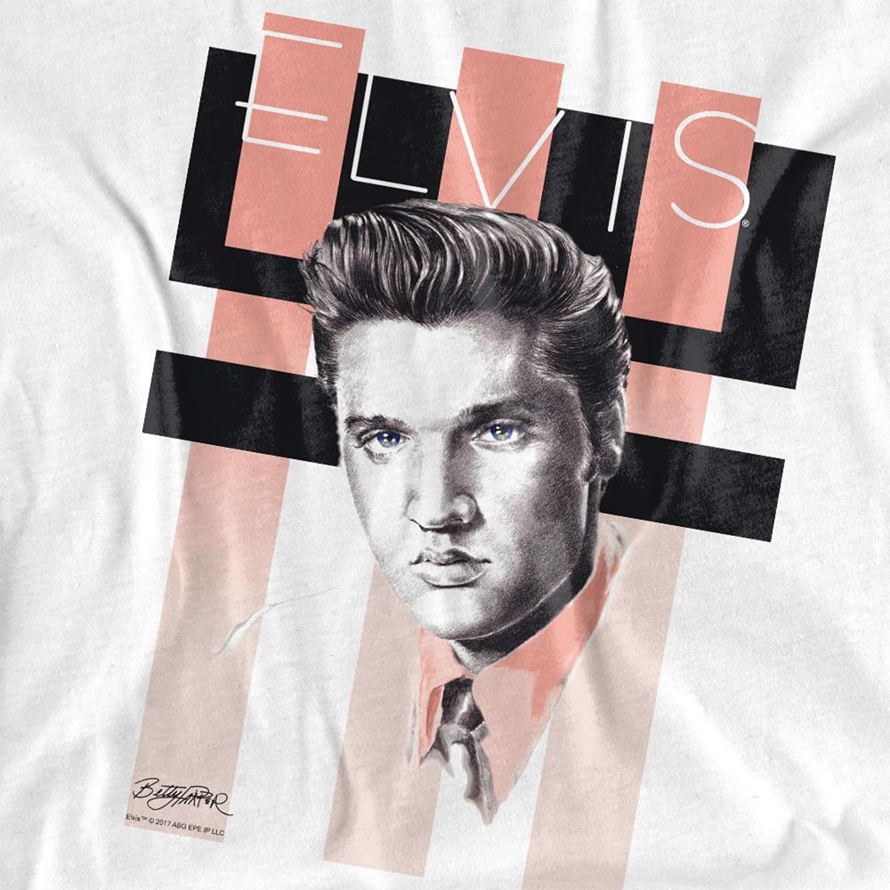 White - Side - Elvis Presley Unisex Adult Retro T-Shirt