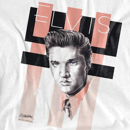White - Side - Elvis Presley Unisex Adult Retro T-Shirt