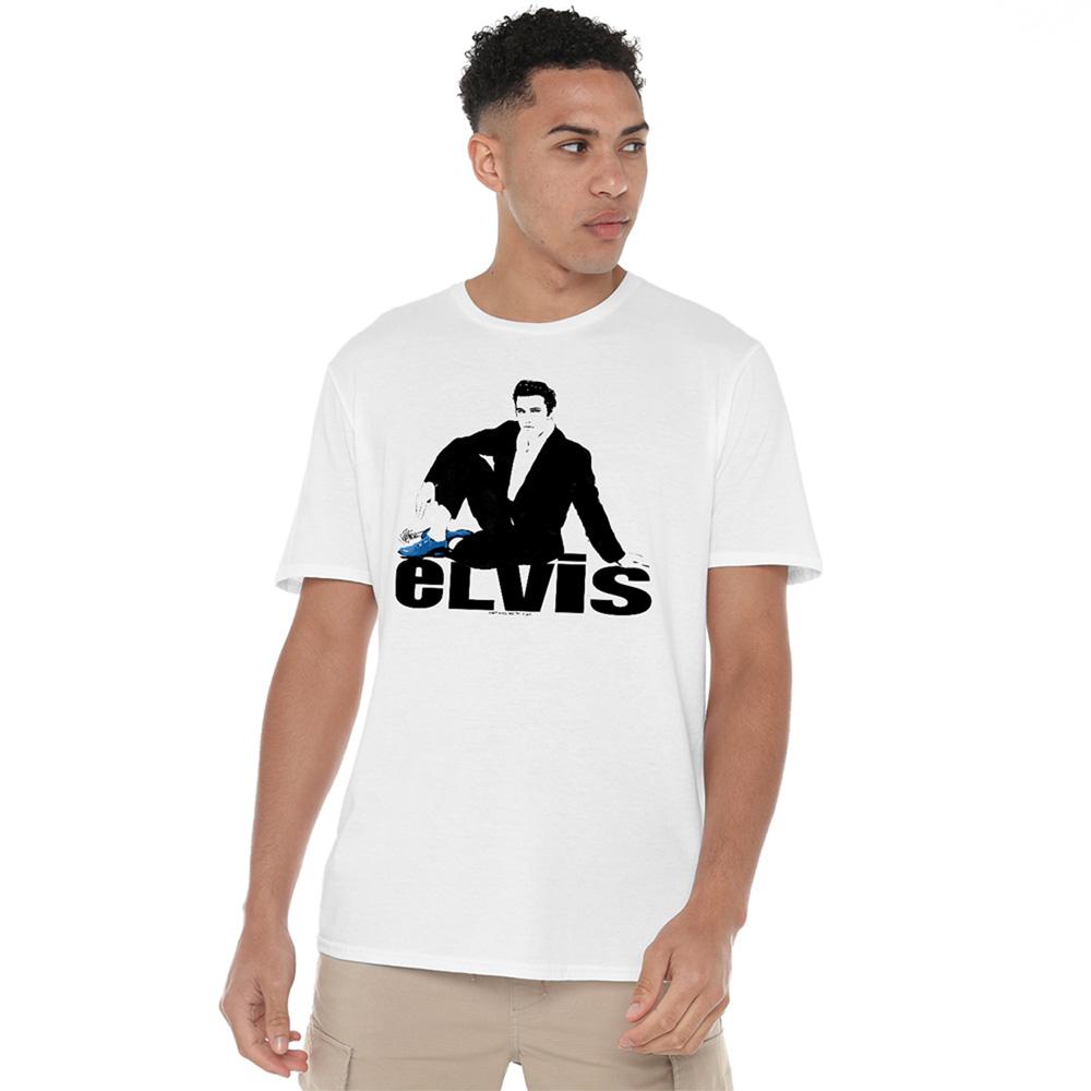 White - Back - Elvis Presley Unisex Adult Blue Suede Shoes T-Shirt