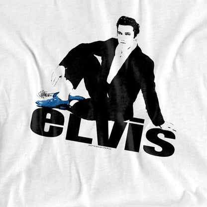 White - Side - Elvis Presley Unisex Adult Blue Suede Shoes T-Shirt