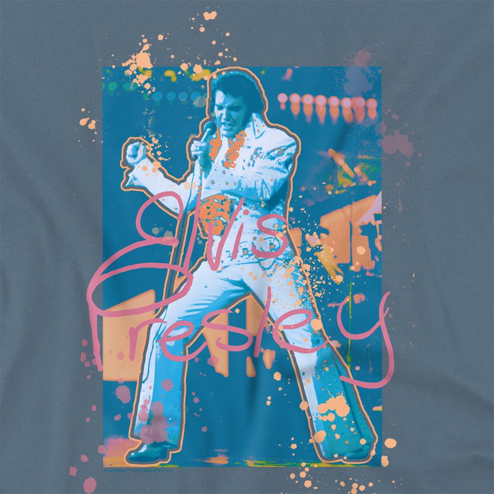 Carolina Blue - Side - Elvis Presley Unisex Adult Splatter Hawaii T-Shirt