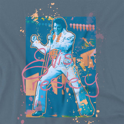 Carolina Blue - Side - Elvis Presley Unisex Adult Splatter Hawaii T-Shirt
