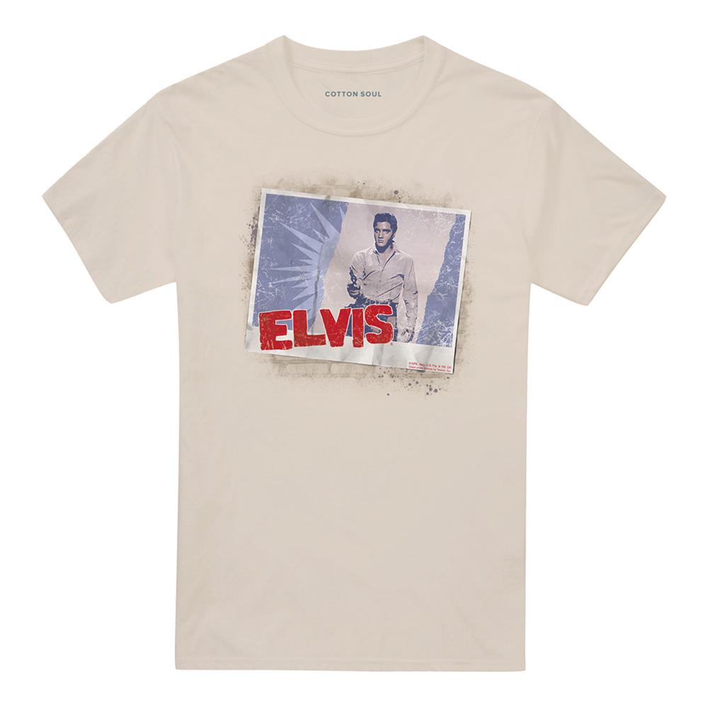 Sand - Front - Elvis Presley Unisex Adult Tough Guy Poster T-Shirt