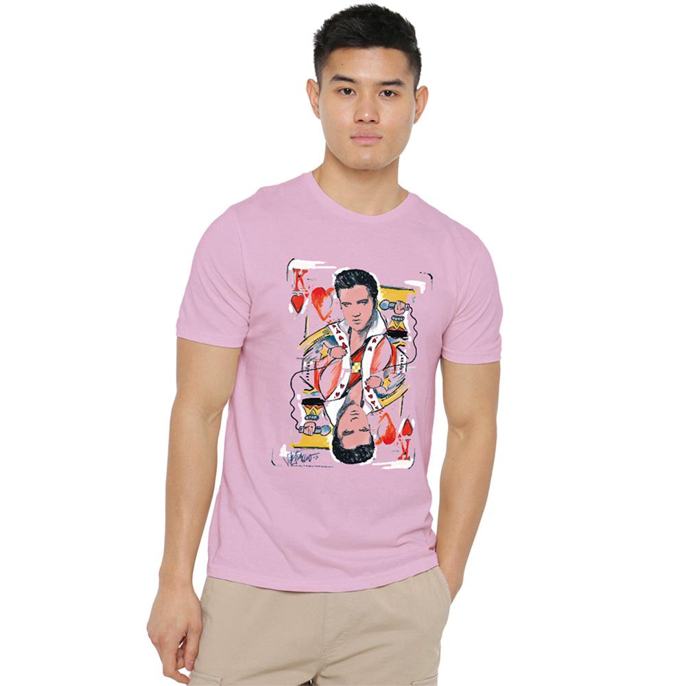 Pink - Back - Elvis Presley Unisex Adult King Of Hearts T-Shirt