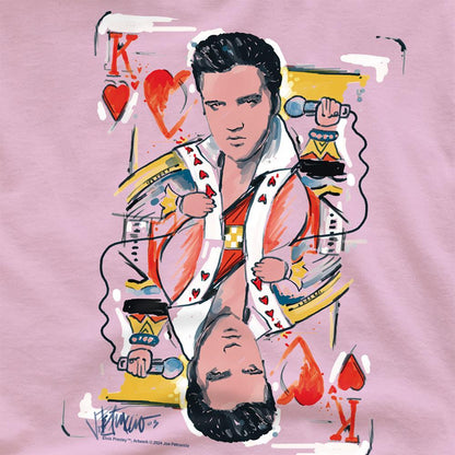 Pink - Side - Elvis Presley Unisex Adult King Of Hearts T-Shirt