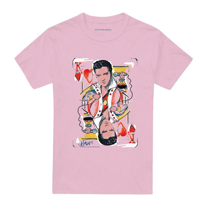 Pink - Front - Elvis Presley Unisex Adult King Of Hearts T-Shirt
