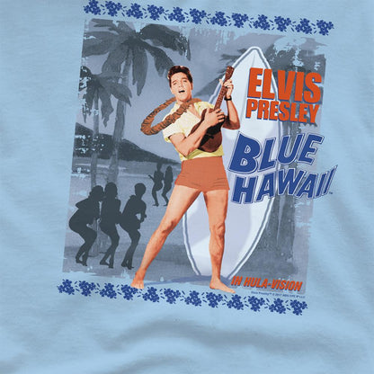 Light Blue - Side - Elvis Presley Unisex Adult Blue Hawaii Poster T-Shirt
