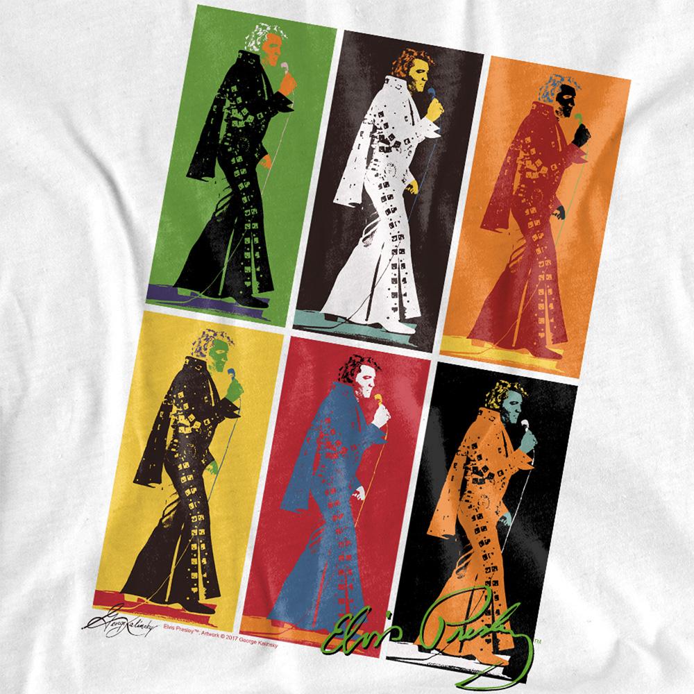 White - Side - Elvis Presley Unisex Adult Retro Boxes T-Shirt