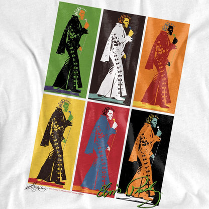 White - Side - Elvis Presley Unisex Adult Retro Boxes T-Shirt