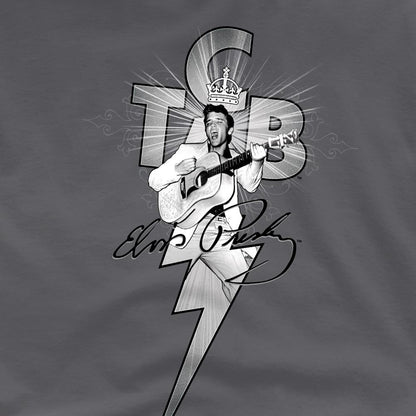Charcoal - Side - Elvis Presley Unisex Adult TCB Ornate T-Shirt