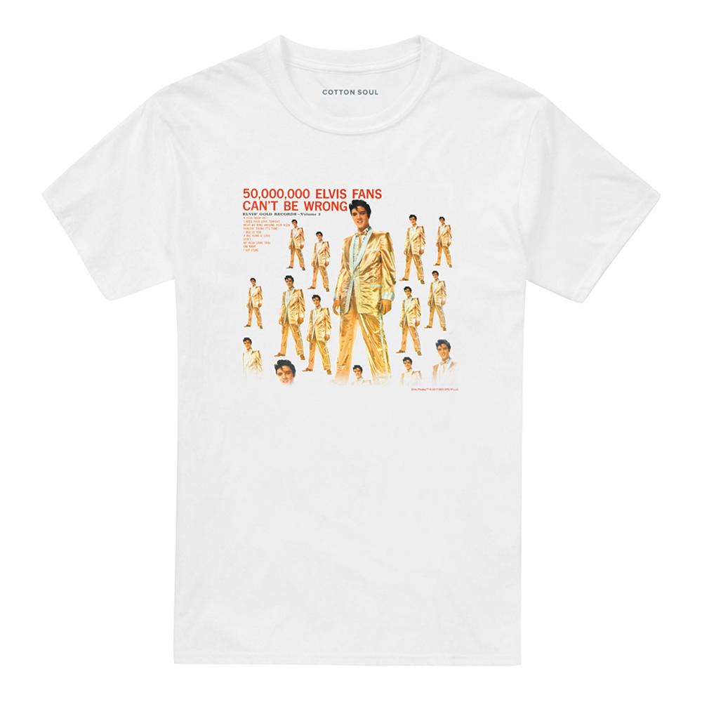 White - Front - Elvis Presley Unisex Adult 50 Million Fans T-Shirt