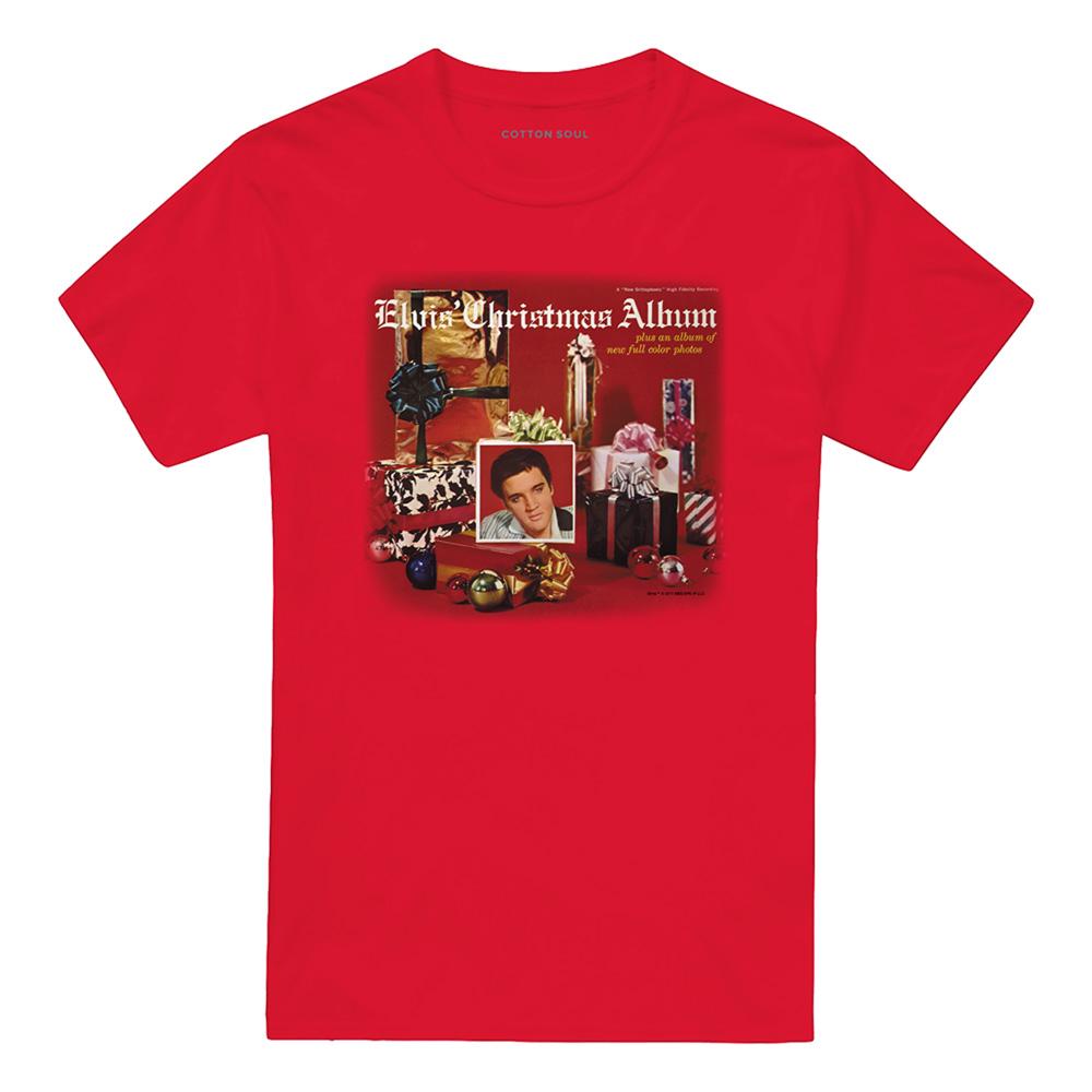 Red - Front - Elvis Presley Unisex Adult Album Christmas T-Shirt