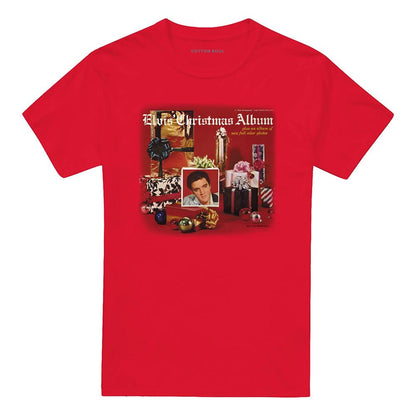 Red - Front - Elvis Presley Unisex Adult Album Christmas T-Shirt