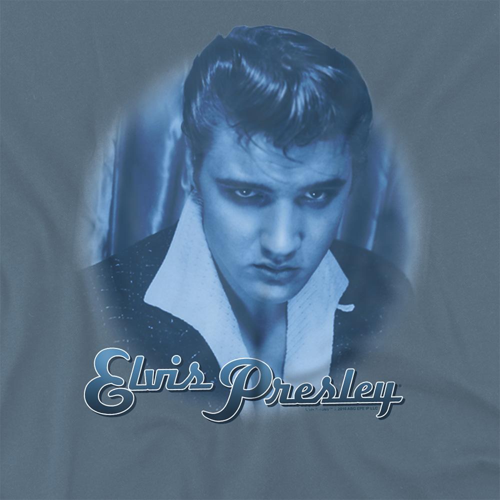 Carolina Blue - Side - Elvis Presley Unisex Adult Blue Suede Fade T-Shirt