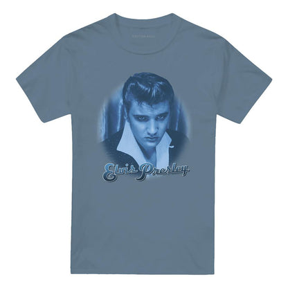 Carolina Blue - Front - Elvis Presley Unisex Adult Blue Suede Fade T-Shirt