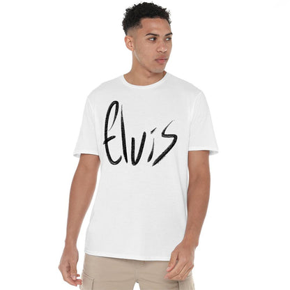 White - Back - Elvis Presley Unisex Adult Sketchy Name T-Shirt