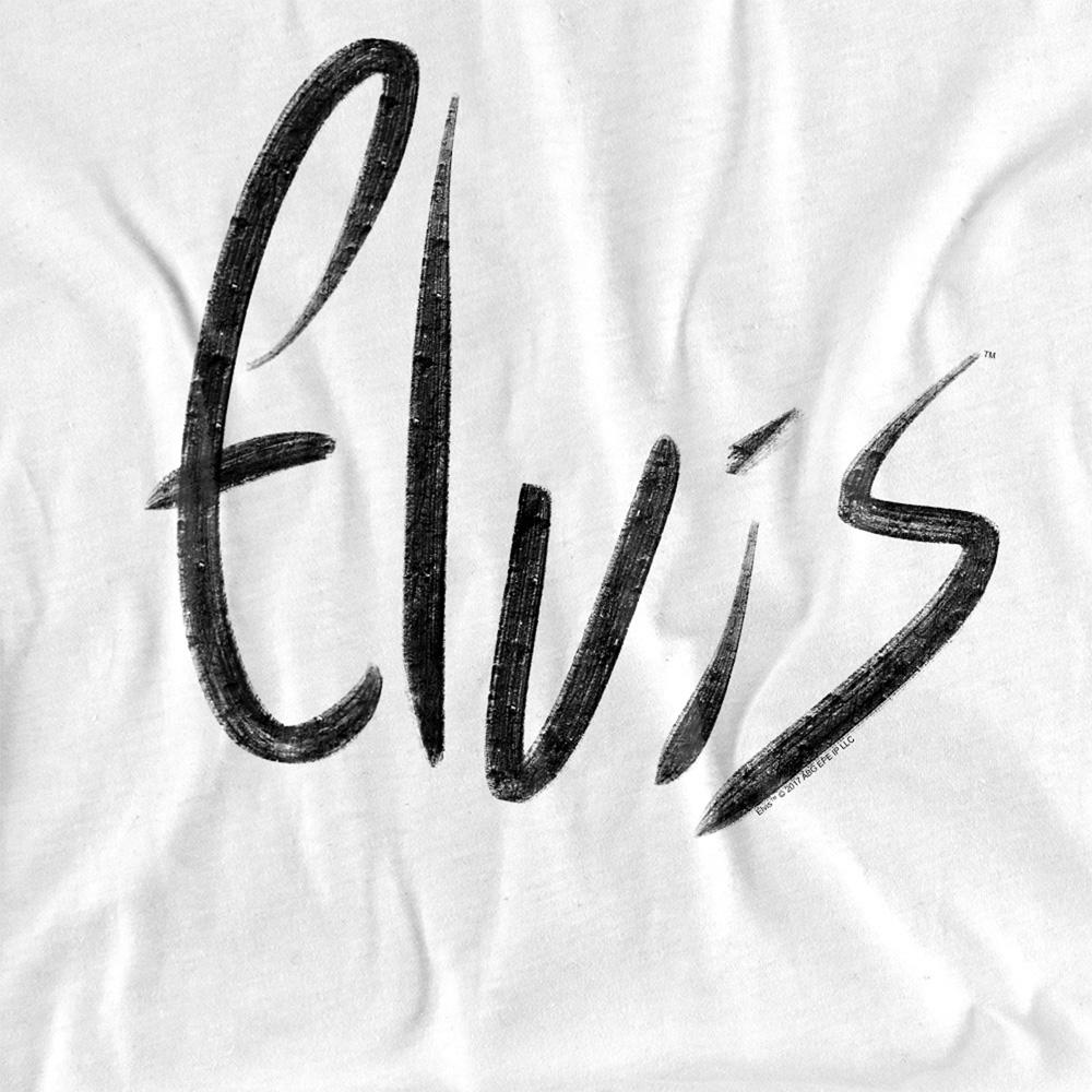 White - Side - Elvis Presley Unisex Adult Sketchy Name T-Shirt