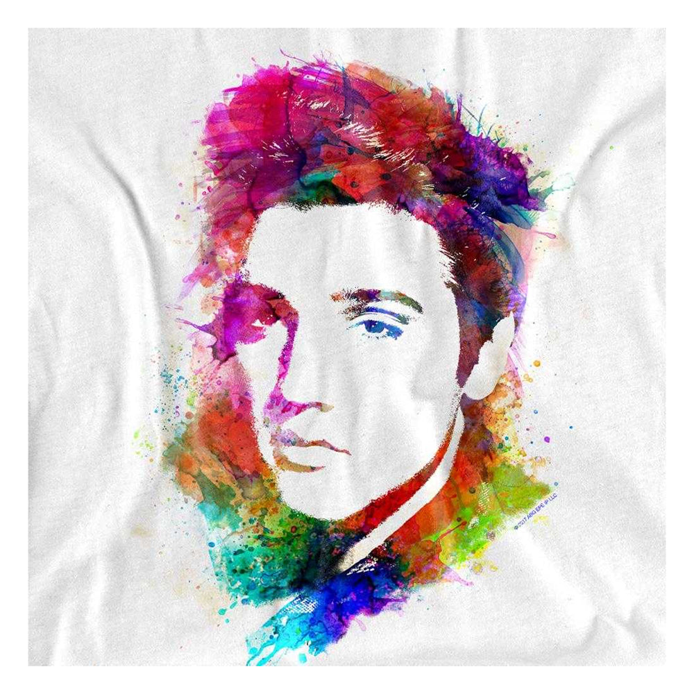 White - Side - Elvis Presley Unisex Adult King Watercolour T-Shirt