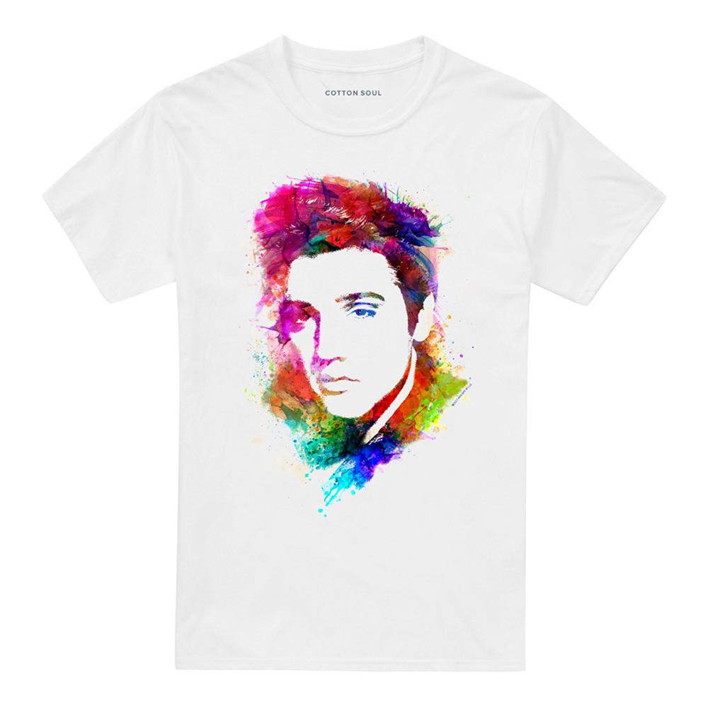 White - Front - Elvis Presley Unisex Adult King Watercolour T-Shirt