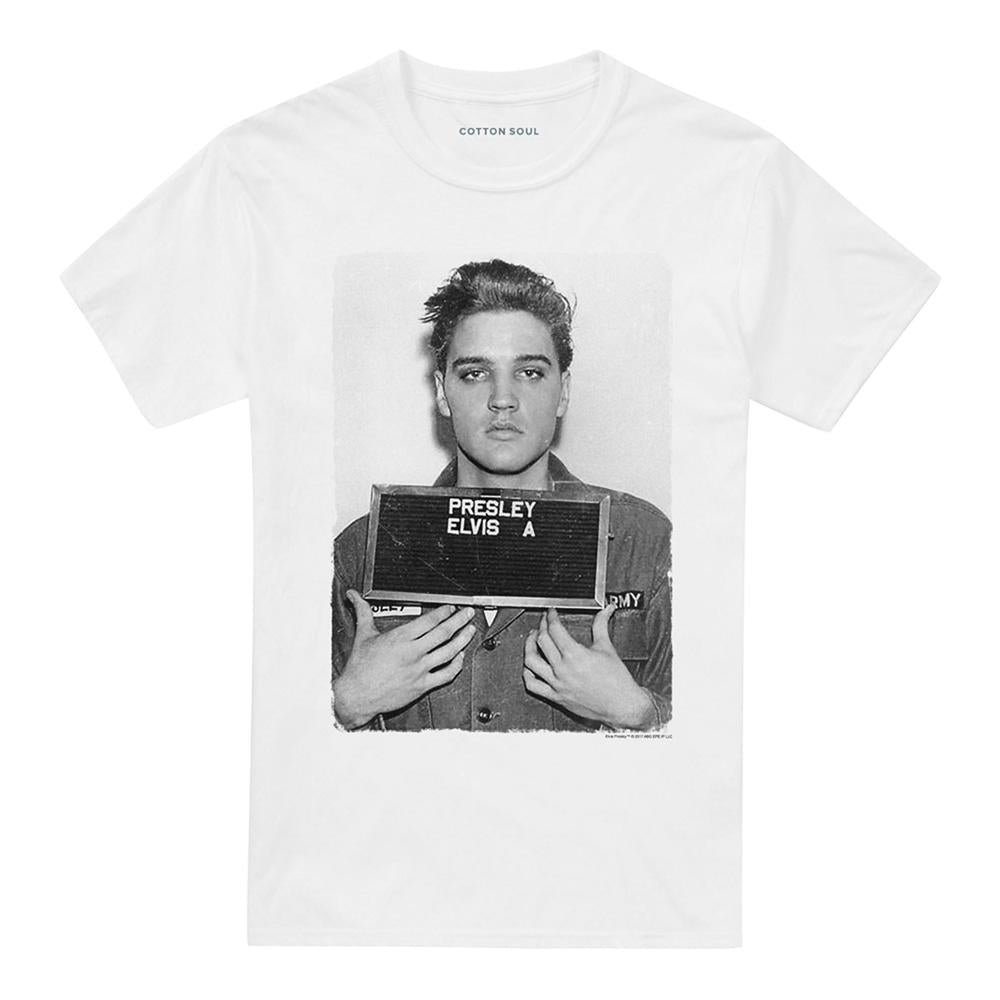 White - Front - Elvis Presley Unisex Adult Mugshot T-Shirt