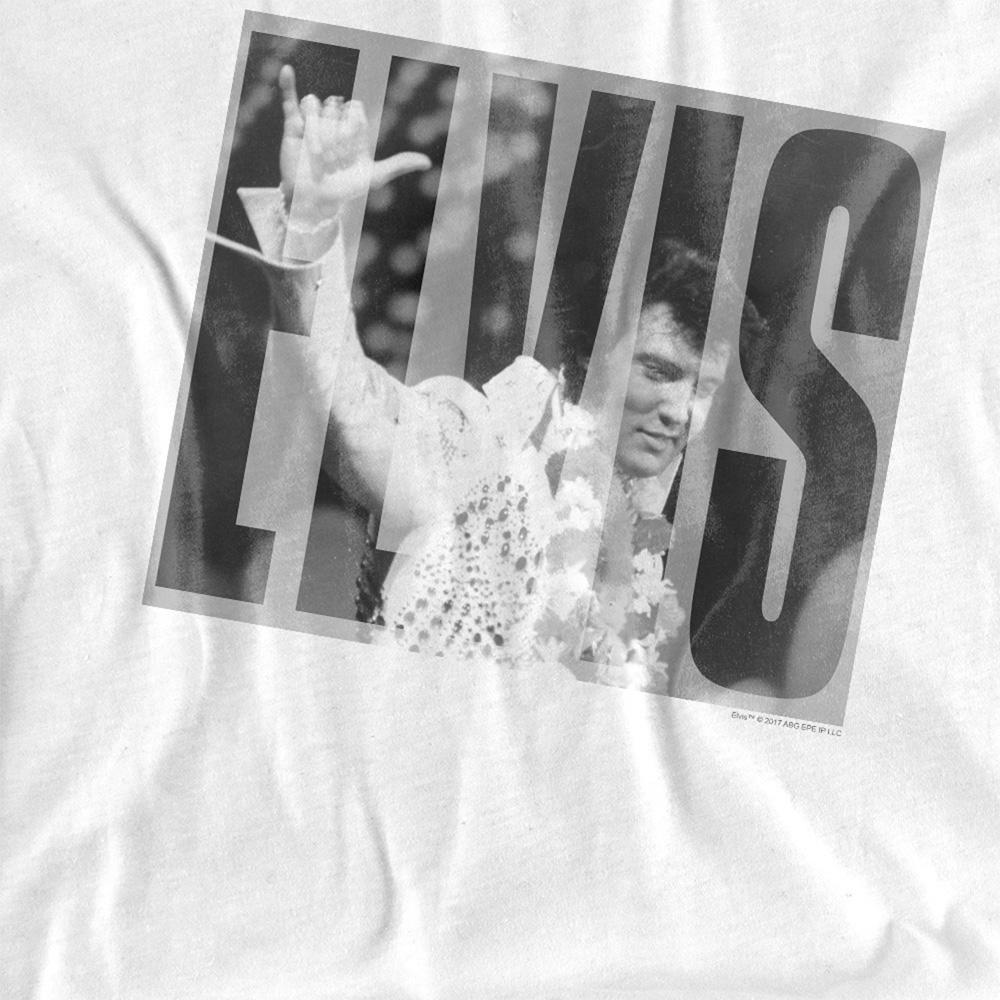 White - Side - Elvis Presley Unisex Adult Aloha Gray T-Shirt