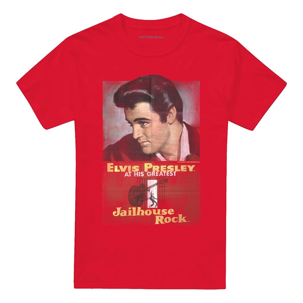 Red - Front - Elvis Presley Unisex Adult Jailhouse Rock Poster T-Shirt