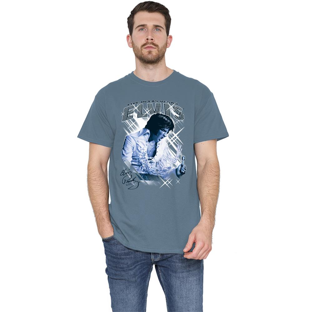 Carolina Blue - Back - Elvis Presley Unisex Adult Live In Vegas T-Shirt