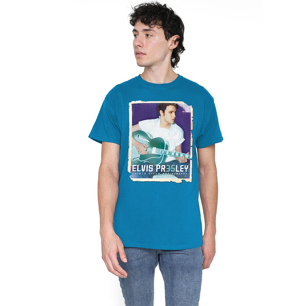 Turquoise - Front - Elvis Presley Unisex Adult 35 Guitar T-Shirt