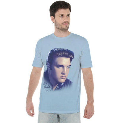Light Blue - Back - Elvis Presley Unisex Adult Portrait T-Shirt
