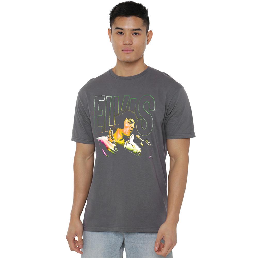 Charcoal - Back - Elvis Presley Unisex Adult Multicoloured T-Shirt