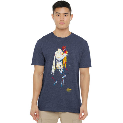 Navy - Back - Elvis Presley Unisex Adult Yellow Scarf T-Shirt