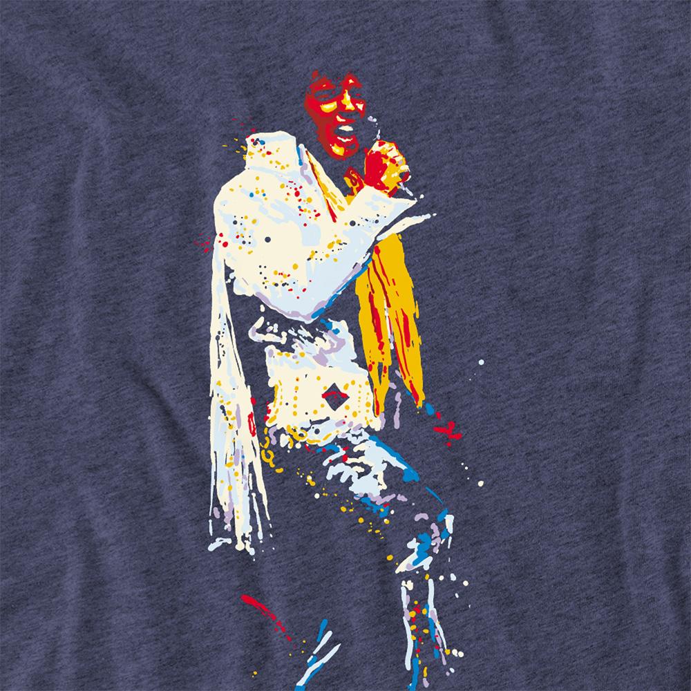 Navy - Side - Elvis Presley Unisex Adult Yellow Scarf T-Shirt