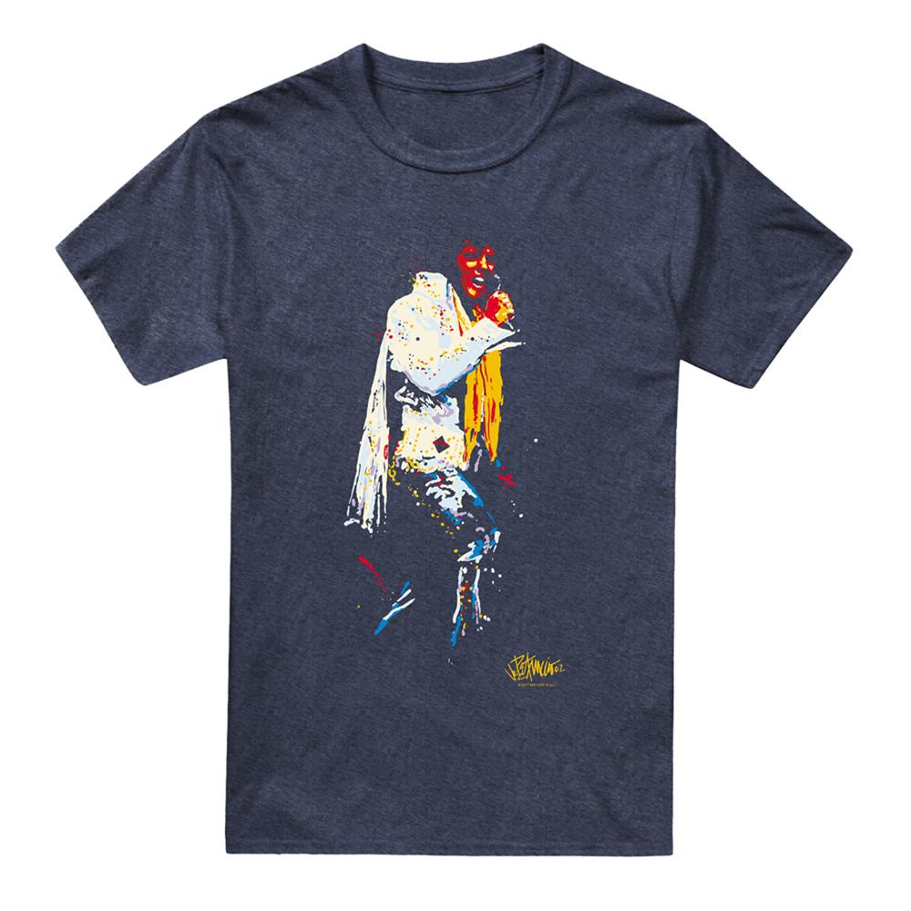 Navy - Front - Elvis Presley Unisex Adult Yellow Scarf T-Shirt