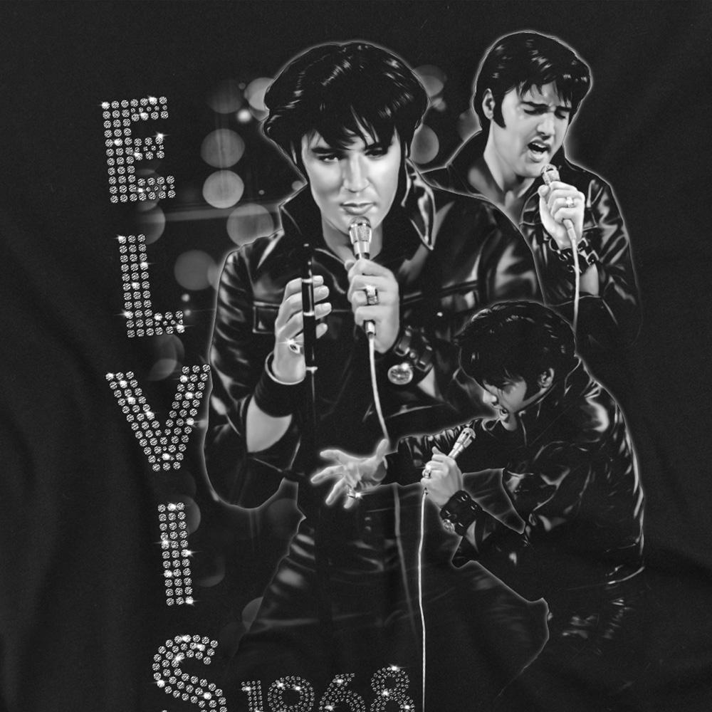 Black - Side - Elvis Presley Unisex Adult Leathered T-Shirt