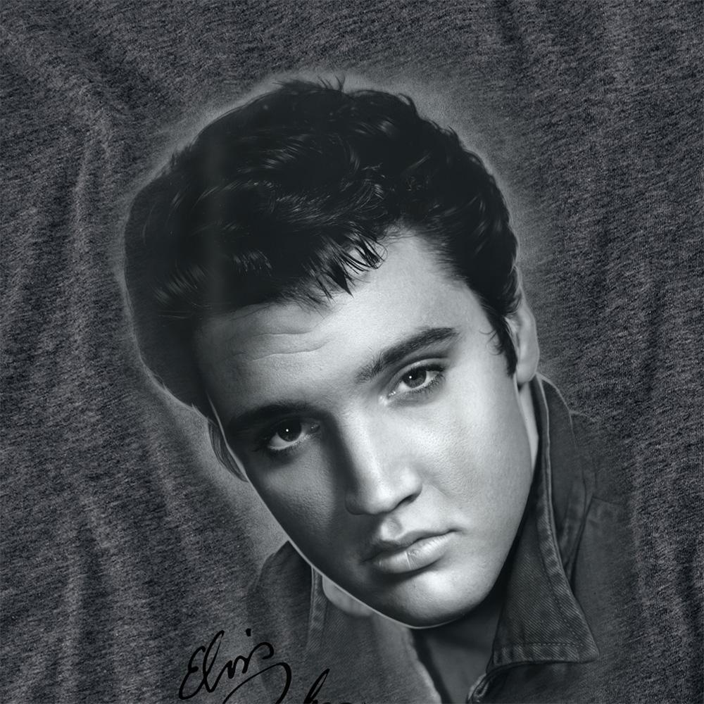 Charcoal - Side - Elvis Presley Unisex Adult Portrait T-Shirt
